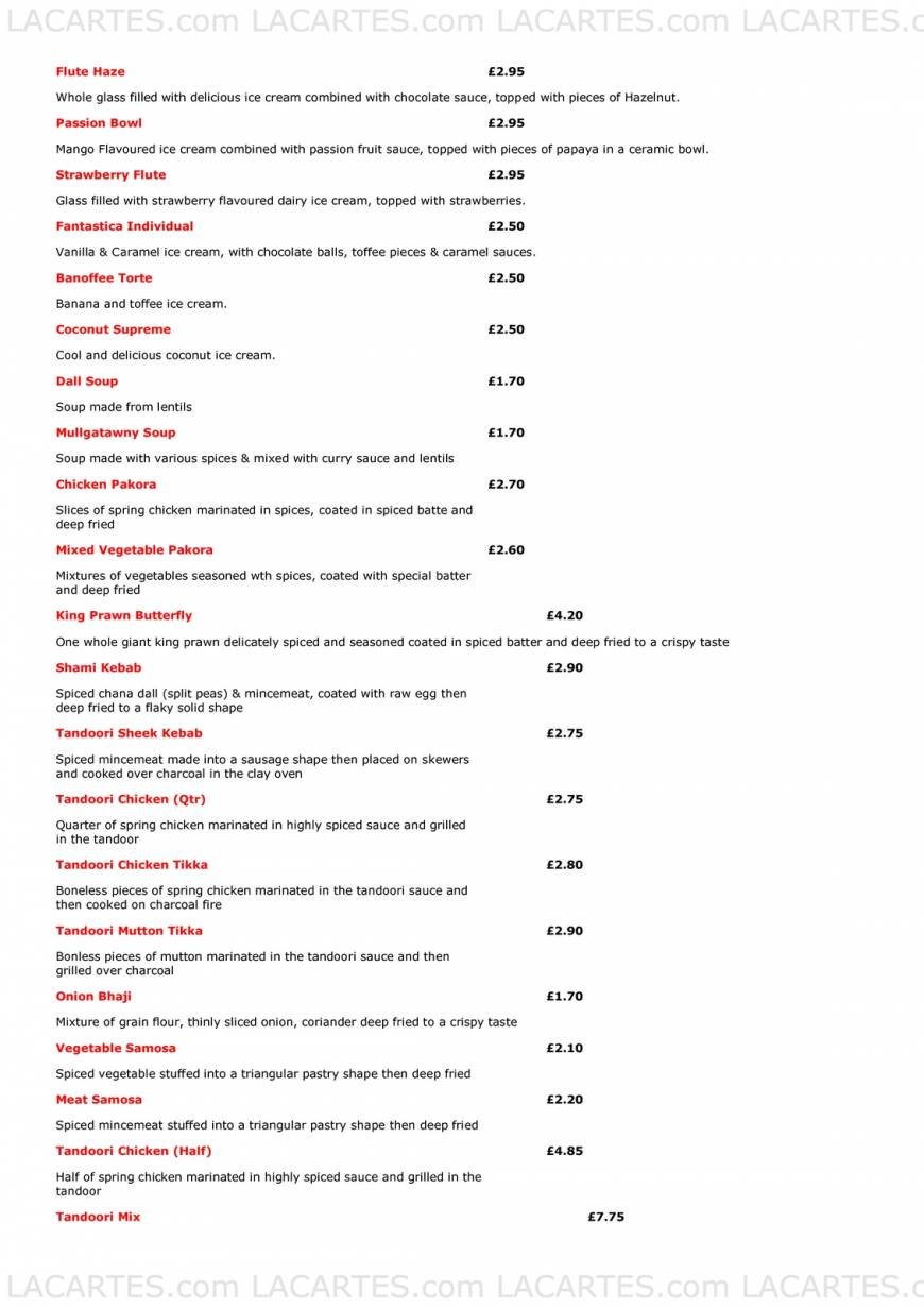  Pricelists of Taj Mahal Indian Restaurant Streatham 11a Leigham Court Road - Photo 1 of 6