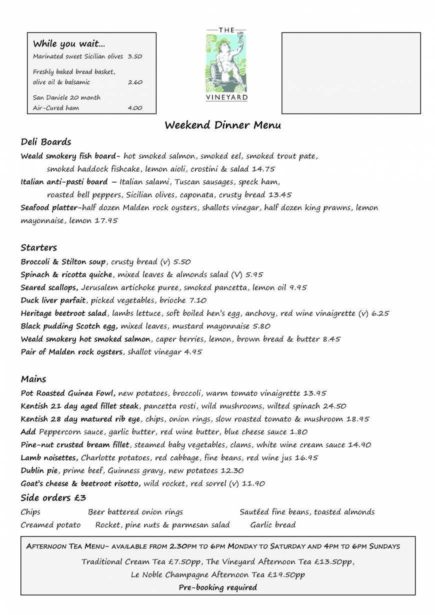  Pricelists of The Vineyard Pub and Restaurant The Down, Lamberhurst - Photo 11 of 28