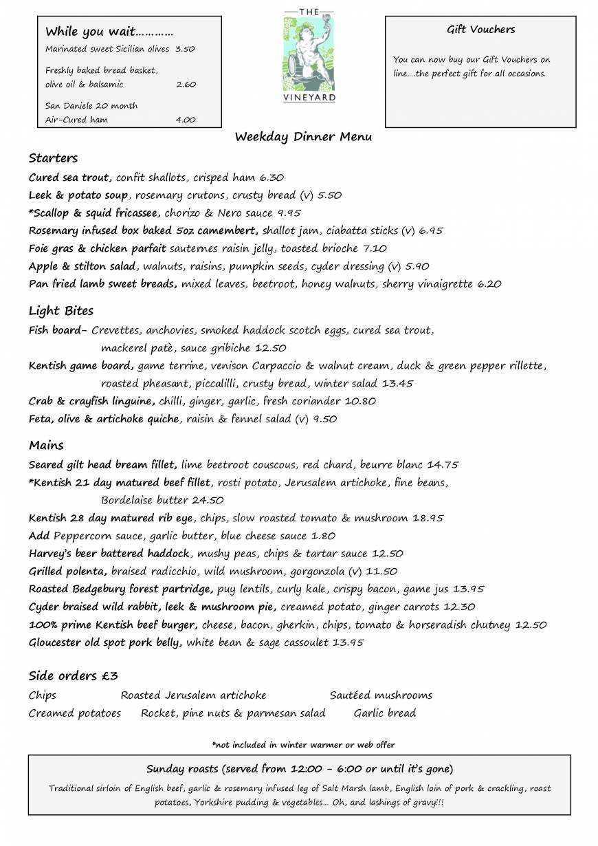  Pricelists of The Vineyard Pub and Restaurant The Down, Lamberhurst - Photo 9 of 28