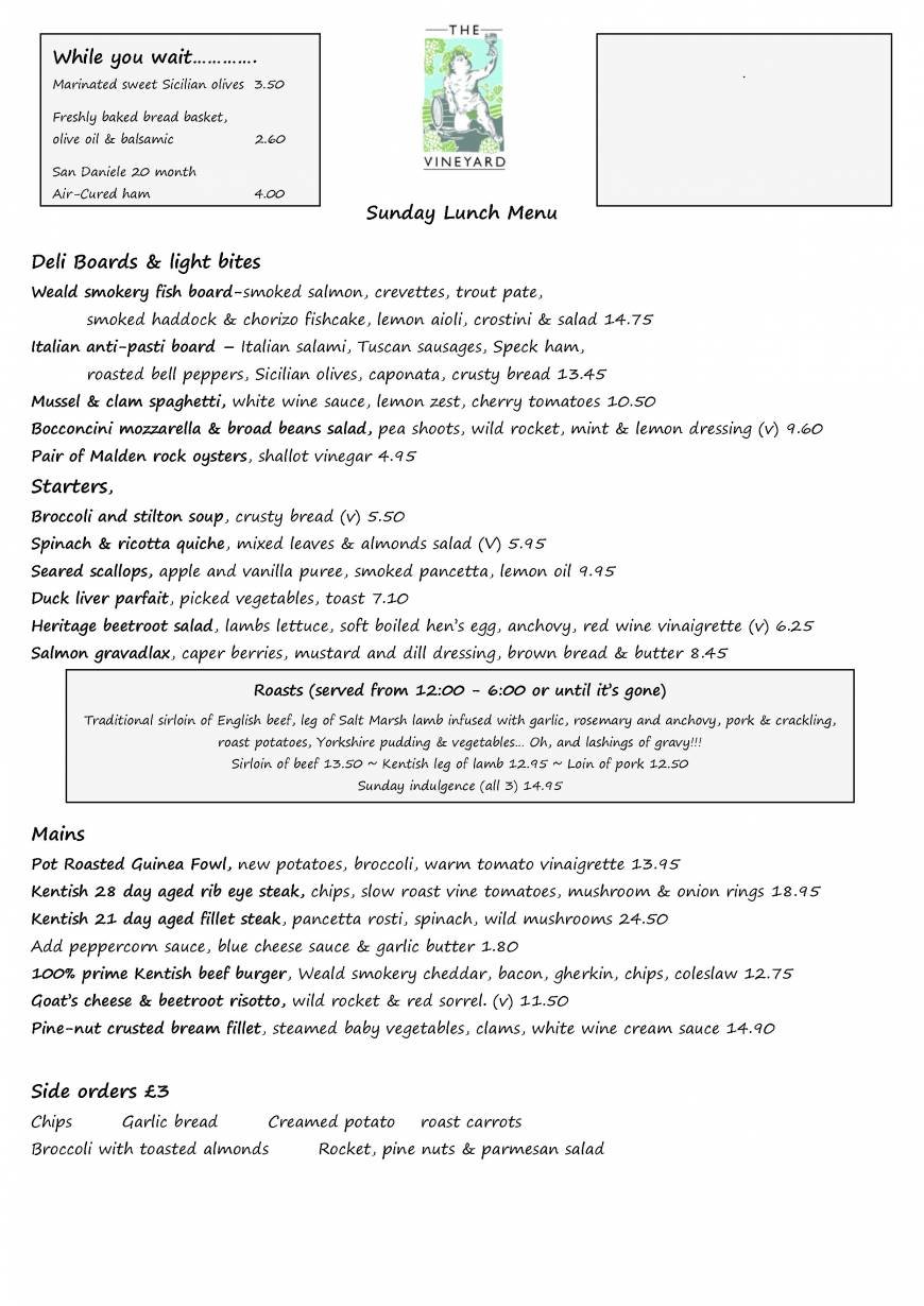  Pricelists of The Vineyard Pub and Restaurant The Down, Lamberhurst - Photo 7 of 28
