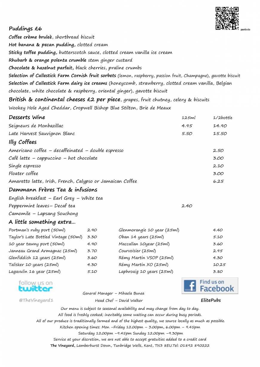  Pricelists of The Vineyard Pub and Restaurant The Down, Lamberhurst - Photo 6 of 28