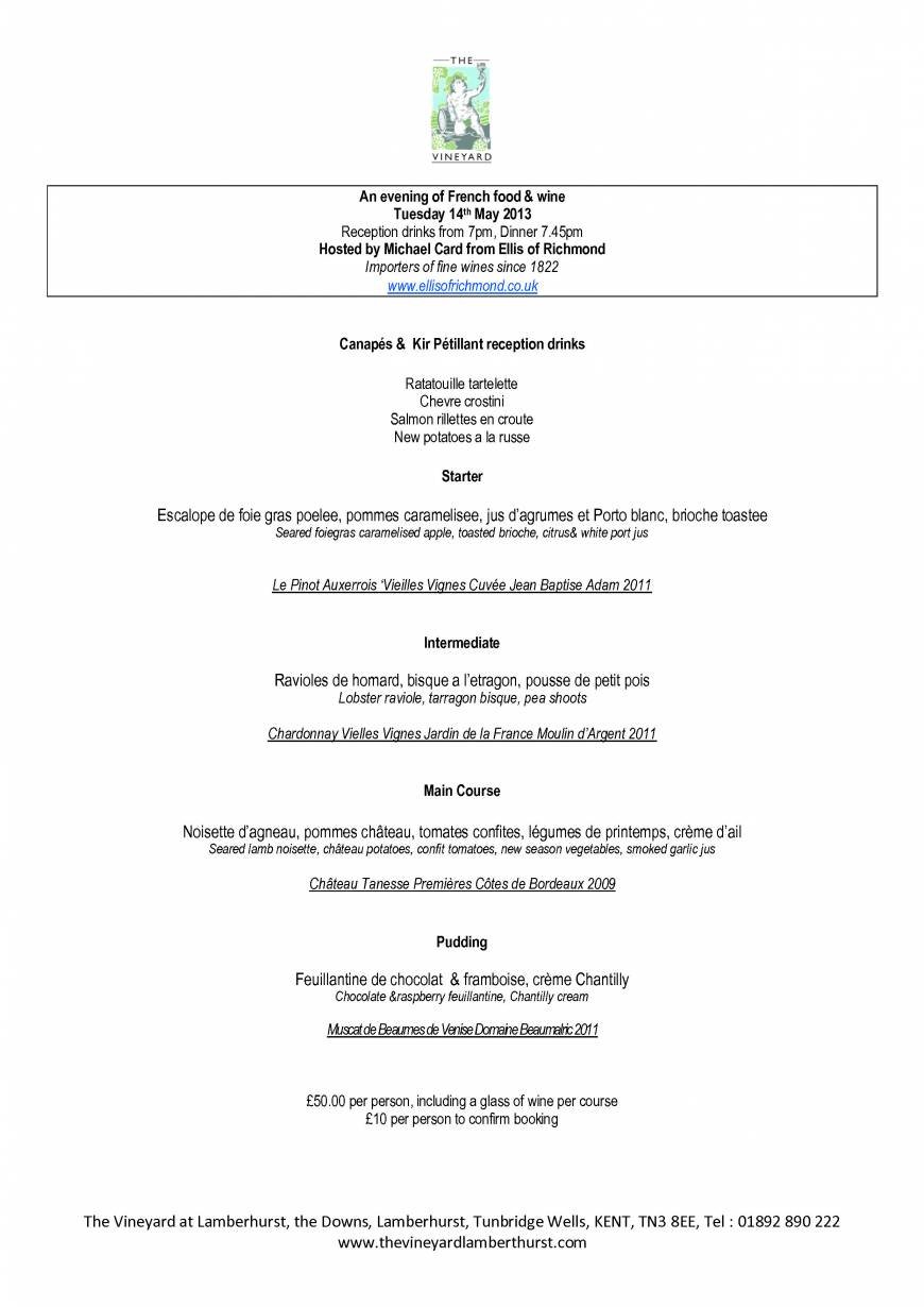  Pricelists of The Vineyard Pub and Restaurant The Down, Lamberhurst - Photo 2 of 28