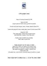 Menus & Prices, The Gun - Heathfield, Heathfield