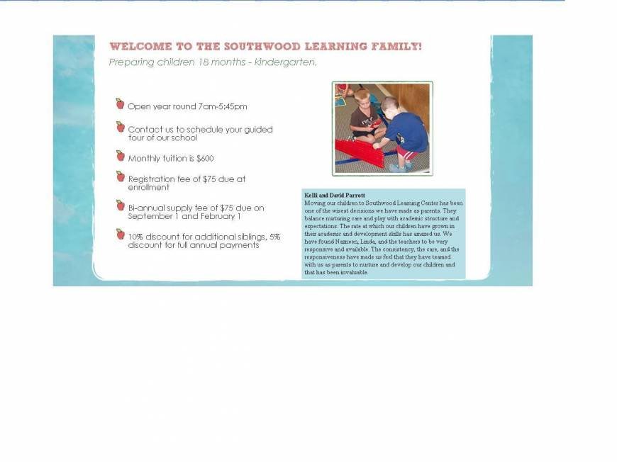  Pricelists of Southwood Learning Center 1814 Sara Dr - Photo 1 of 1
