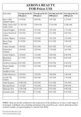 Menus & Prices, Aerona Beauty-Manufacturers Of Beauty Care Instruments, Sialkot
