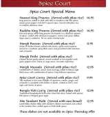 Menus & Prices, Spice Court, Gillingham