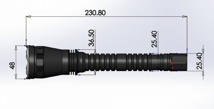 Model : LNW-SF02<br />
<br />
Description : <br />
Police / Tactical LED Flashlight <br />
<br />
Specification : <br />
LED Type Cree XM-L U2 <br />
Light Output 800 Lm <br />
Battery Type 2 x 18650 Li-ion battery ( Excluded) <br />
Run Time 90 - 100 Mins. <br />
Ingress Protection IPX-8 <br />
Material Profile Photos of Green First Corporation No. 183, Zhongyuan St., Sanxia Dist., - Photo 16 of 24 Model : LNW-SF02<br />
<br />
Description : <br />
Police / Tactical LED Flashlight <br />
<br />
Specification : <br />
LED Type Cree XM-L U2 <br />
Light Output 800 Lm <br />
Battery Type 2 x 18650 Li-ion battery ( Excluded) <br />
Run Time 90 - 100 Mins. <br />
Ingress Protection IPX-8 <br />
Material Profile Photos of Green First Corporation No. 183, Zhongyuan St., Sanxia Dist., - Photo 16 of 24