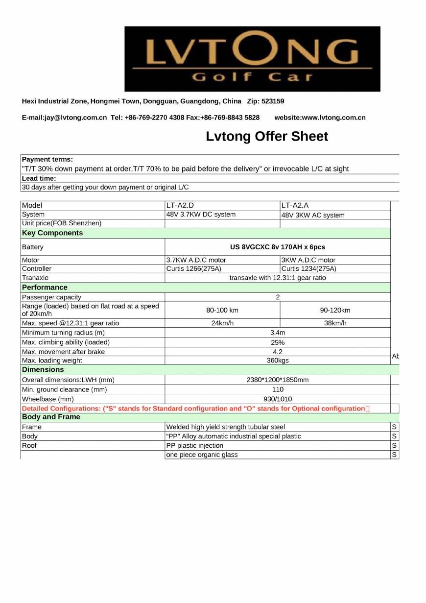  Pricelists of Dongguan Lvtong Golf&Sightseeing Car Co.,Ltd Meisha - Photo 5 of 12