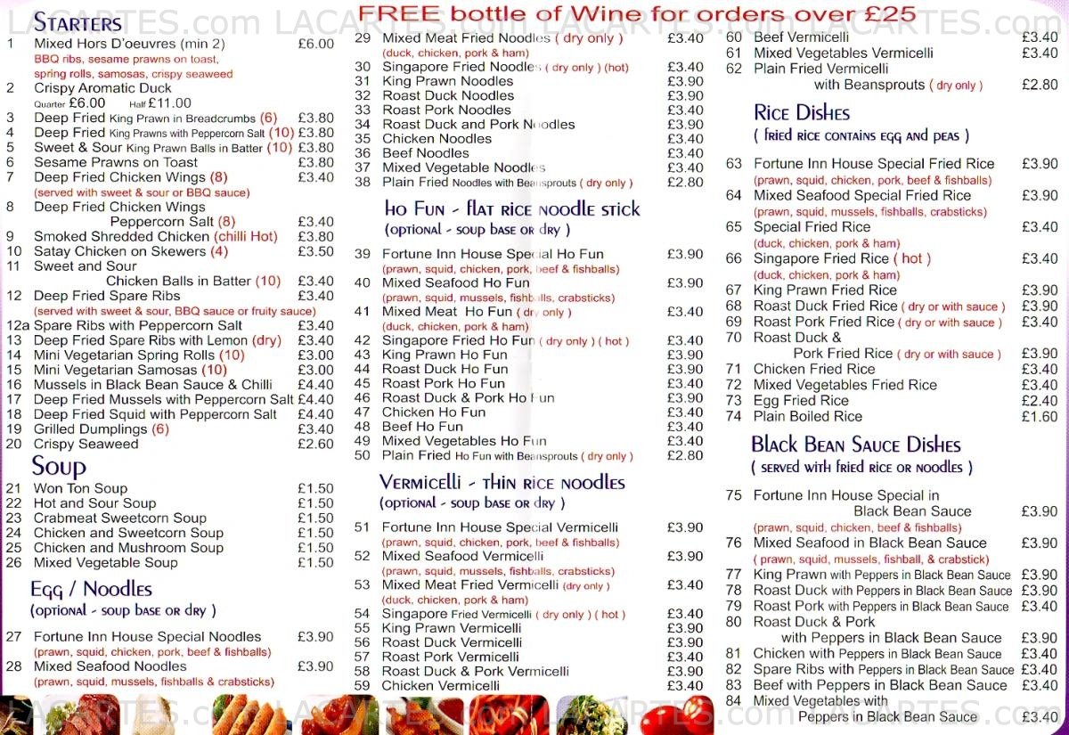#1 of 2 Price Lists & Menus – Fortune Inn Chinese Takeaway Forest Hill ...