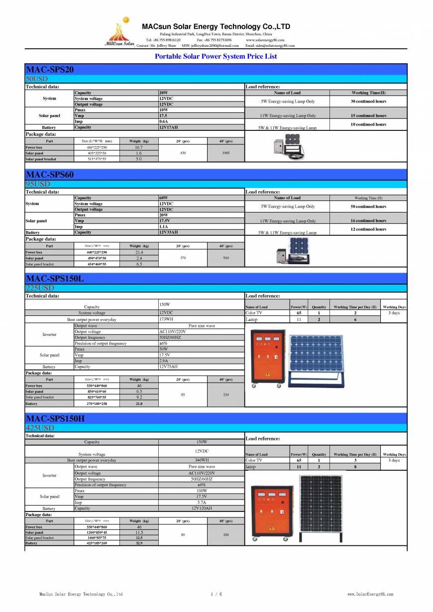  Pricelists of Macsun Solar Energy Technology Co.,LTD. No. 1, Huaxing Road, Shanghenglang, Dalang Town, Longhua New District - Photo 4 of 43
