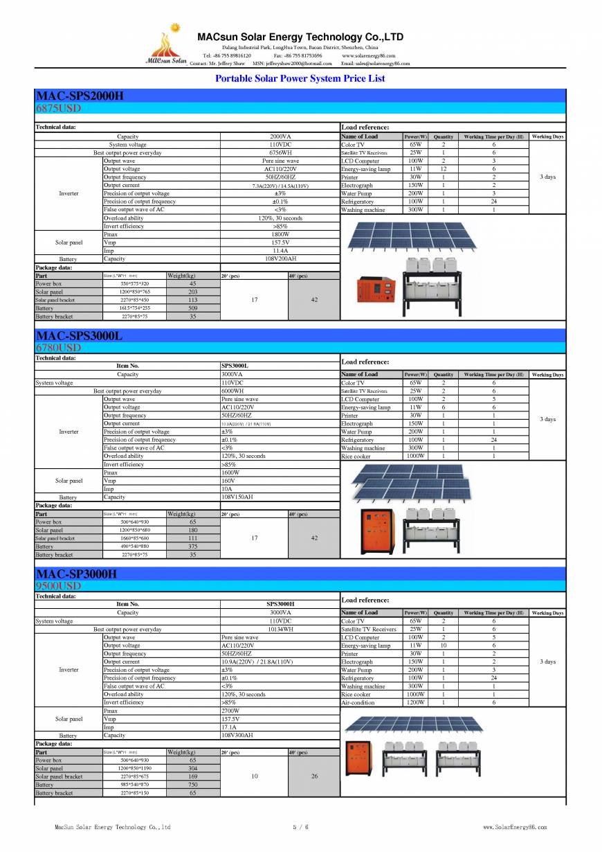  Pricelists of Macsun Solar Energy Technology Co.,LTD. No. 1, Huaxing Road, Shanghenglang, Dalang Town, Longhua New District - Photo 8 of 43