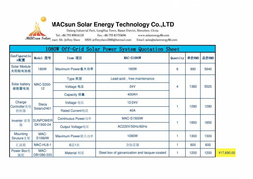  Pricelists of Macsun Solar Energy Technology Co.,LTD. No. 1, Huaxing Road, Shanghenglang, Dalang Town, Longhua New District - Photo 15 of 43