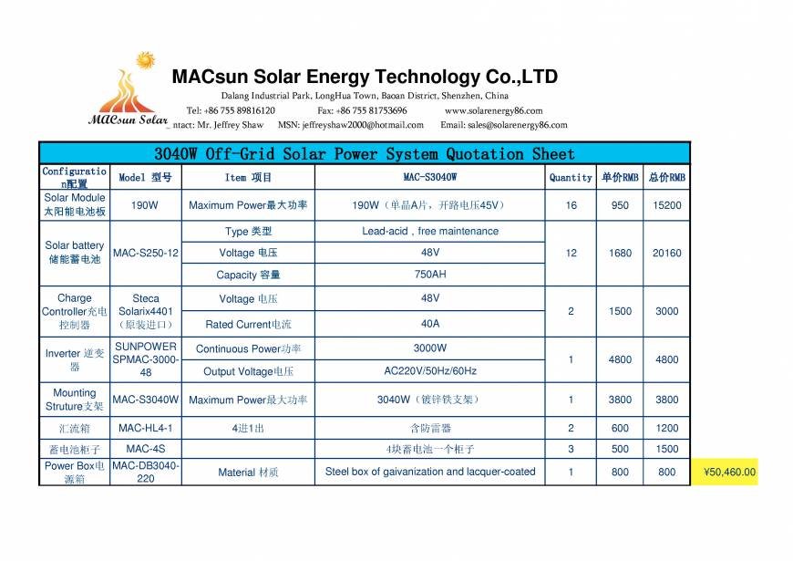  Pricelists of Macsun Solar Energy Technology Co.,LTD. No. 1, Huaxing Road, Shanghenglang, Dalang Town, Longhua New District - Photo 19 of 43