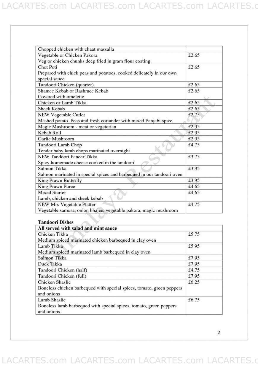  Pricelists of Himalaya Indian Restaurant 393 Lewisham High Street - Photo 17 of 17