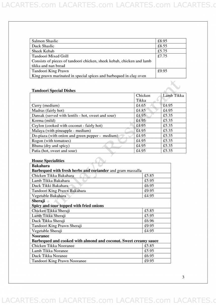  Pricelists of Himalaya Indian Restaurant 393 Lewisham High Street - Photo 16 of 17