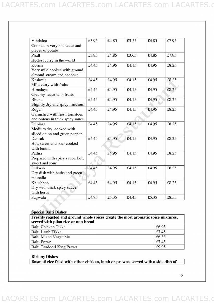  Pricelists of Himalaya Indian Restaurant 393 Lewisham High Street - Photo 13 of 17