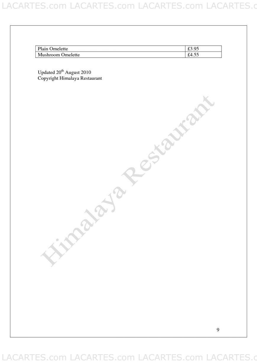  Pricelists of Himalaya Indian Restaurant 393 Lewisham High Street - Photo 1 of 17