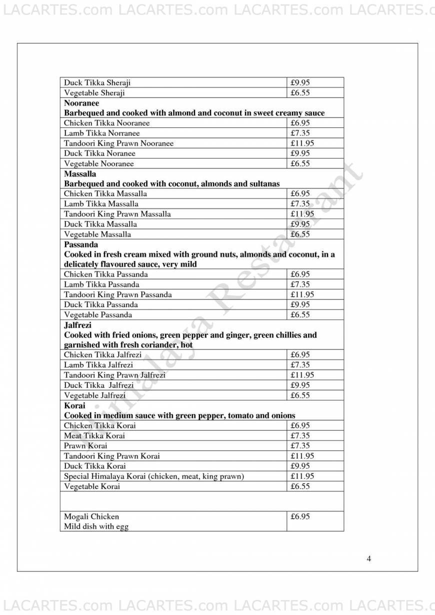  Pricelists of Himalaya Indian Restaurant 393 Lewisham High Street - Photo 6 of 17
