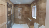 New bathroom with walk in shower and under floor heating, Alpha Team Building Services, Chelmsford