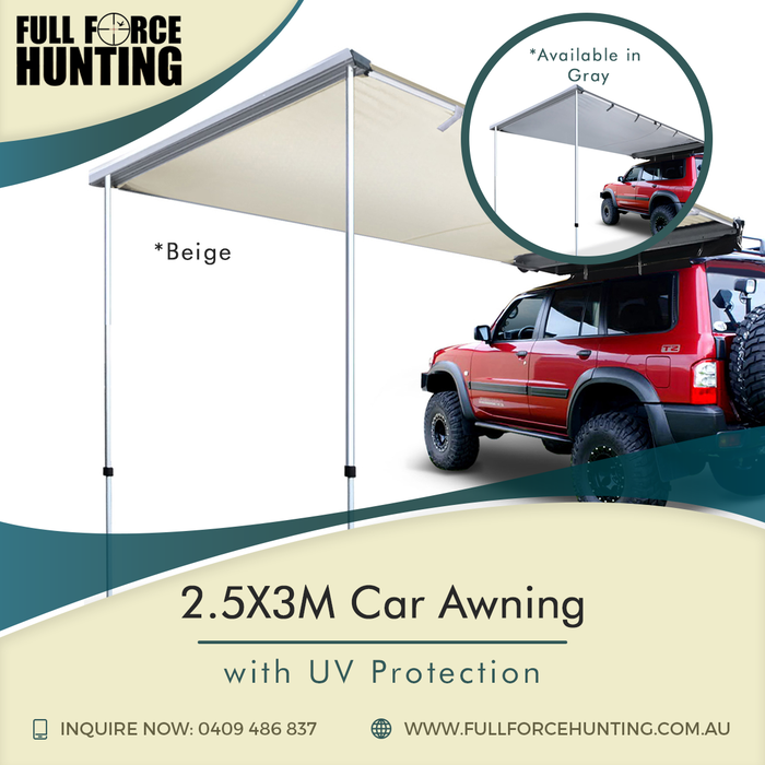 Keep yourself protected from the sun as you venture out to the great outdoors with one of our car awnings. It comes in gray and beige for $134.90.<br />
<br />
www.fullforcehunting.com.au/ FFH Products of Full Force Hunting 2 Portside Cres Maryville NSW 2293 - Photo 2 of 15 Keep yourself protected from the sun as you venture out to the great outdoors with one of our car awnings. It comes in gray and beige for $134.90.<br />
<br />
www.fullforcehunting.com.au/ FFH Products of Full Force Hunting 2 Portside Cres Maryville NSW 2293 - Photo 2 of 15