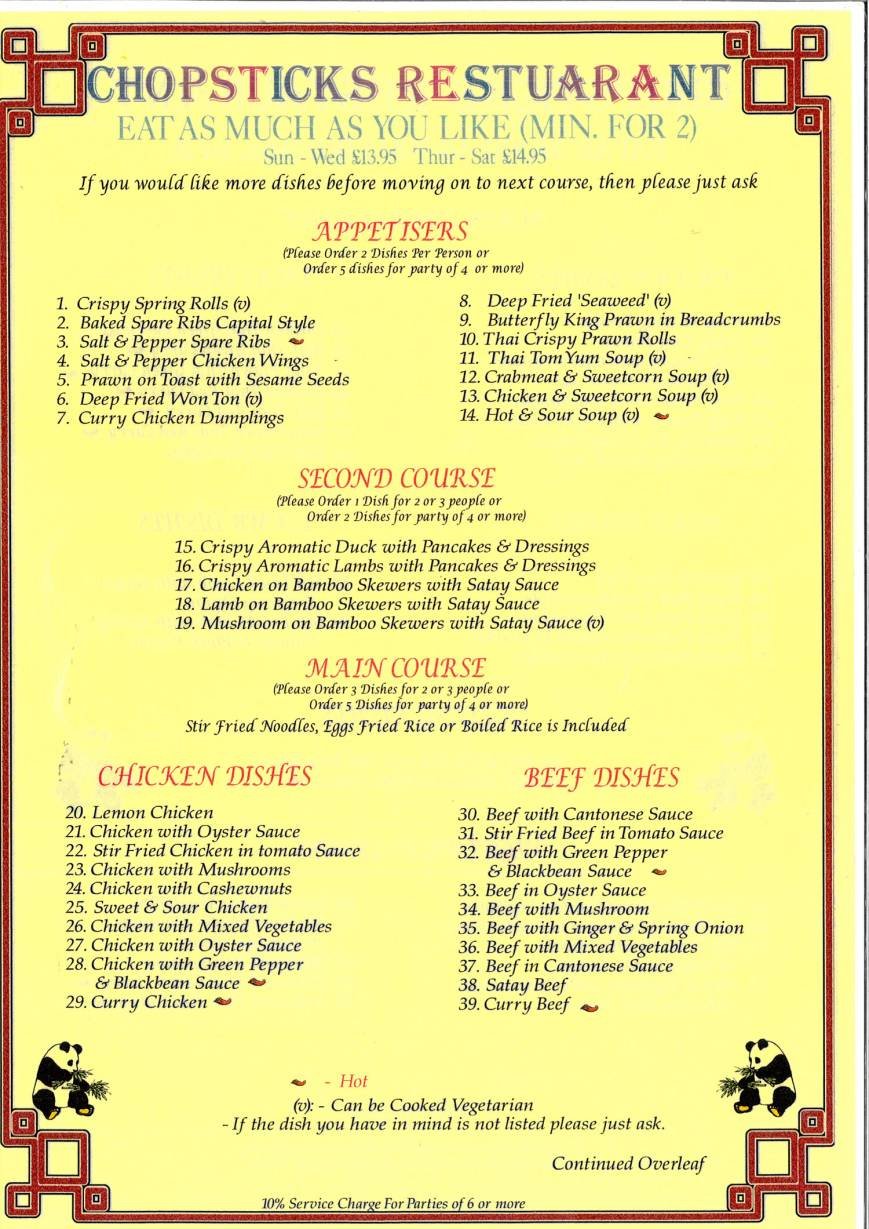  Pricelists of Chopsticks Chinese Restaurant Canterbury Iceland Road - Photo 3 of 13