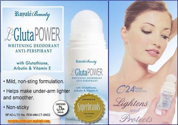 Royalè Beauty L-Gluta Power Anti-Perspirant & Deodorant provides all-day-long protection from body odor with tri-active complex that lightens and smoothens underarms with regular use. It also gives that all day feeling of freshness and dryness. This anti Royale Beauty of The Amazing Shop Manila - Photo 8 of 11 Royalè Beauty L-Gluta Power Anti-Perspirant & Deodorant provides all-day-long protection from body odor with tri-active complex that lightens and smoothens underarms with regular use. It also gives that all day feeling of freshness and dryness. This anti Royale Beauty of The Amazing Shop Manila - Photo 8 of 11