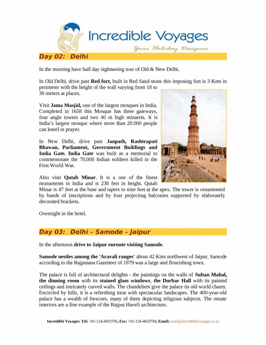  Pricelists of Incredible Voyages Pvt. Ltd. H-307, Sushant Shopping Arcade, Sushant Lok - 1, - Photo 2 of 7