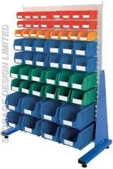 Linbins on single sided louvre panel rack Storage Design Limited Primrose Hill 