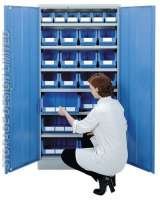 Blue linbins in large blue cupboard Storage Design Limited Primrose Hill 