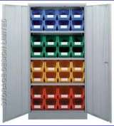 Colour linbins in large cupboard Storage Design Limited Primrose Hill 