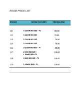 Menus & Prices, DEMOTEL KULIM, Kulim