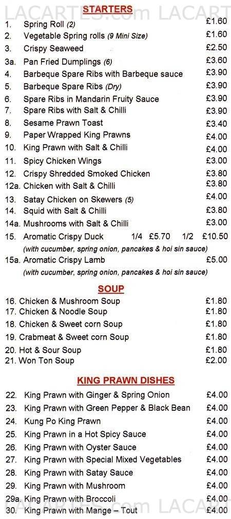  Pricelists of Lucky Dragon Chinese Takeaway 3 Station Approach - Photo 2 of 6