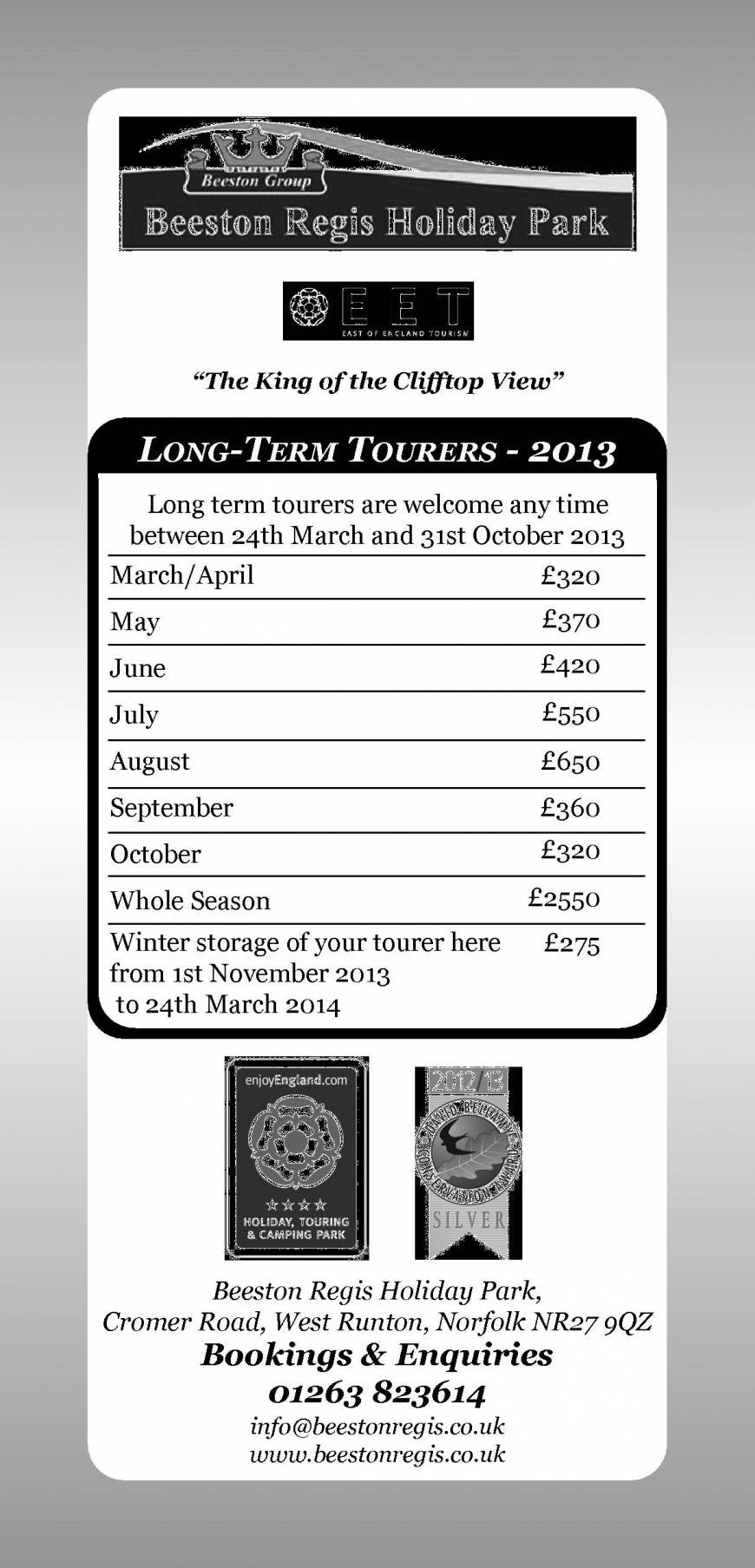  Pricelists of Beeston Regis Holiday Park Cromer Road, West Runton - Photo 1 of 2