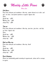 Menus & Prices, Muddy Little Paws - Professional Qualified Groomer, Watford