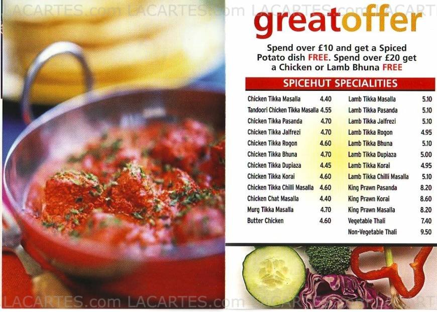  Pricelists of Spice Hut Indian Takeaway 16 Ross Parade - Photo 3 of 3