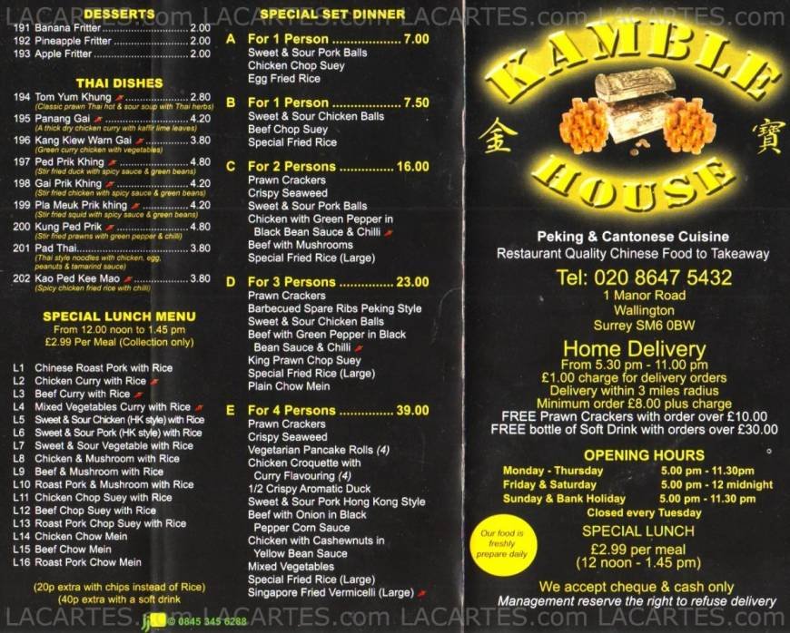  Pricelists of Kamble House Chinese Takeaway 1 Manor Road - Photo 4 of 4