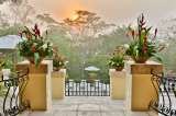Sunrise over staircase leading to our pool San Ignacio Resort Hotel #18 Buena Vista Street 