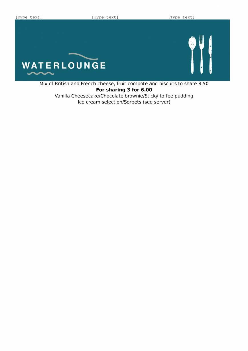  Pricelists of Waterlounge 31 water lane - Photo 1 of 4
