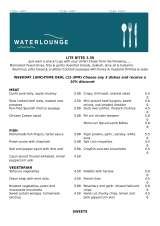 Menus & Prices, Waterlounge, Bishops Stortfod