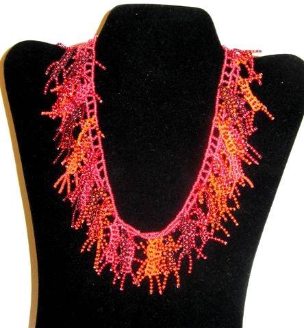 Beaded seaweed necklace in orange combo Beaded Jewellery  of The African Art Centre 94 Florida Road - Photo 1 of 4