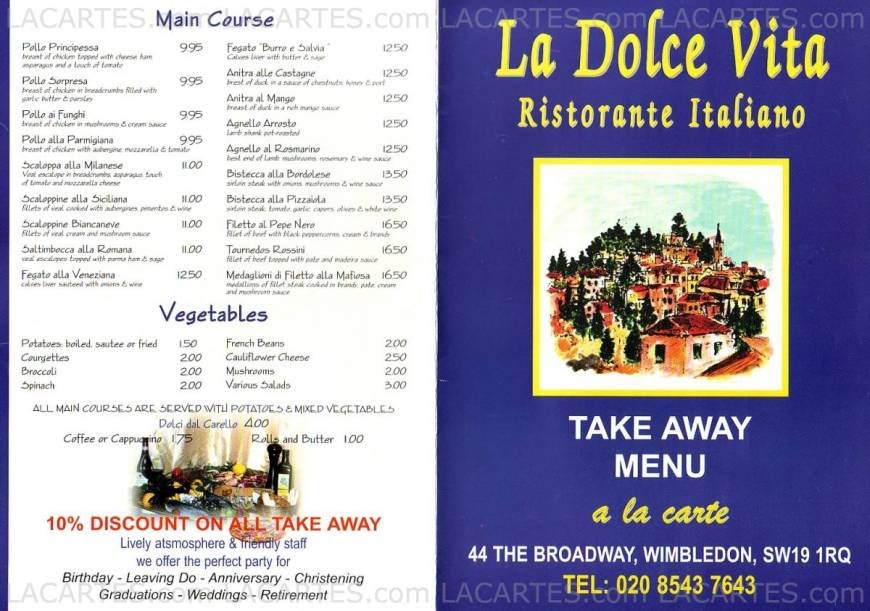  Pricelists of La Dolce Vita Ristorante Italiano 44 The Broadway - Photo 3 of 3