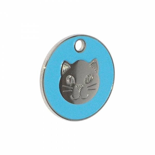 Light Blue enamel pet tag - cat face motif - from tagmakers.co.uk Enamel Pet Tags of Tag Makers West View - Photo 8 of 37