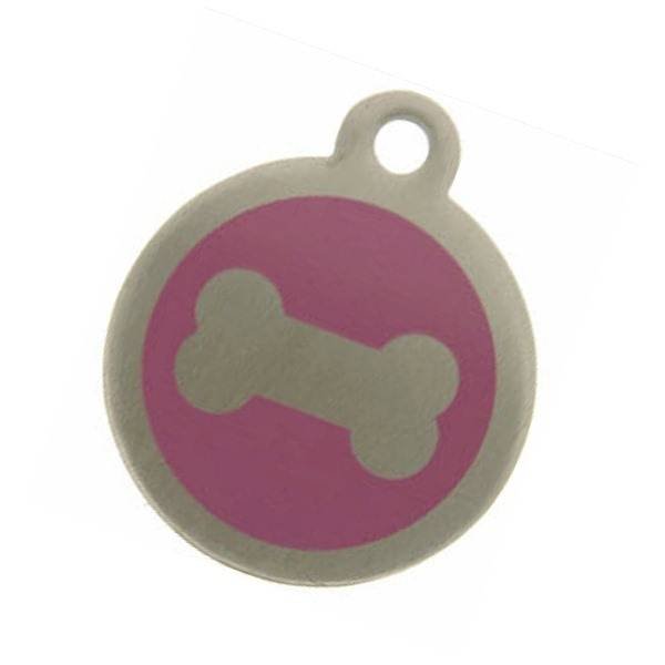 Pink Steel Pet Tag with bone motif from tagmakers.co.uk Steel Pet Tags of Tag Makers West View - Photo 8 of 16