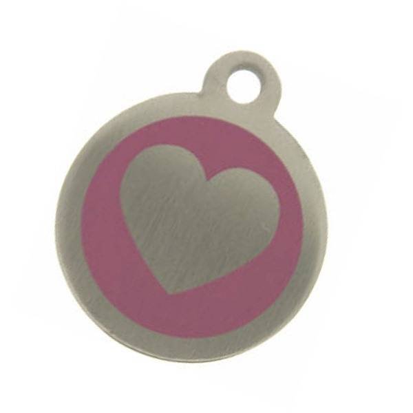 Pink Steel Pet Tag with heart motif from tagmakers.co.uk Steel Pet Tags of Tag Makers West View - Photo 9 of 16