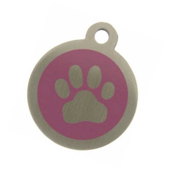 Pink Steel Pet Tag with paw motif from tagmakers.co.uk Steel Pet Tags of Tag Makers West View - Photo 10 of 16