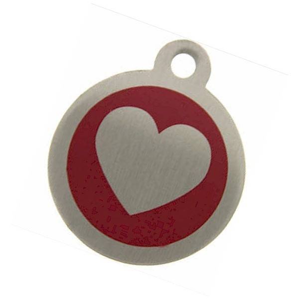Red Steel Pet Tag with heart motif from tagmakers.co.uk Steel Pet Tags of Tag Makers West View - Photo 15 of 16
