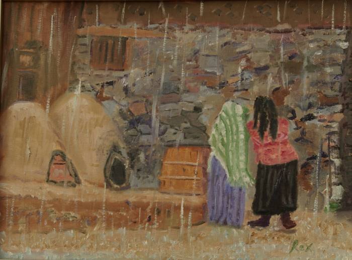 Summer Rain, oil on canvas panel, 12