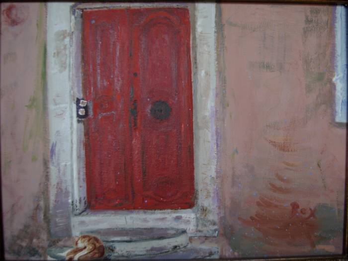 Red Cat, oil on canvas panel, 12
