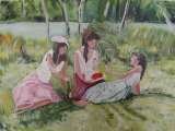 Girlfriends (Les Copines) acrylic on canvas, 30