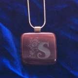 Fused Square Pendant in Cranberry supplied and engraved by Frosted Lime Frosted Lime Ltd Intech House, 35 Cam Centre, Wilbury Way 